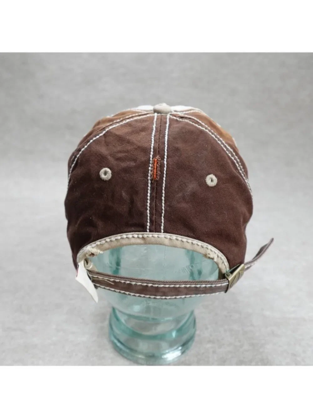 True Religion Mens Hat Brown Embroidered Distressed Strapback